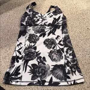 lululemon athletica Black and White Floral Tank Top